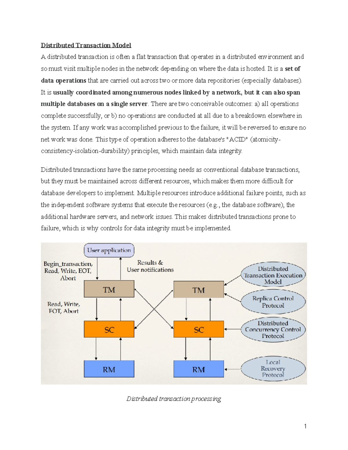 Distributed Transaction Model - It is a set of data operations that are ...