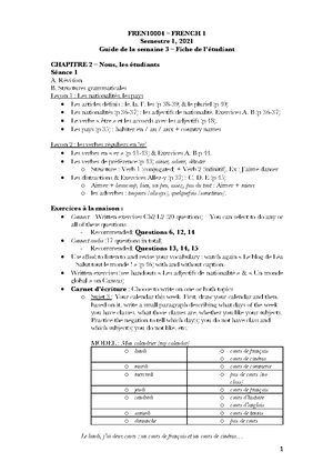 French - Notes for first few tutorials - FREN10004 - FRENCH - Studocu