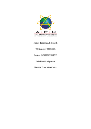 Individual Assignment Cover Page APU APD UC 3F2205 - INDIVIDUAL ...