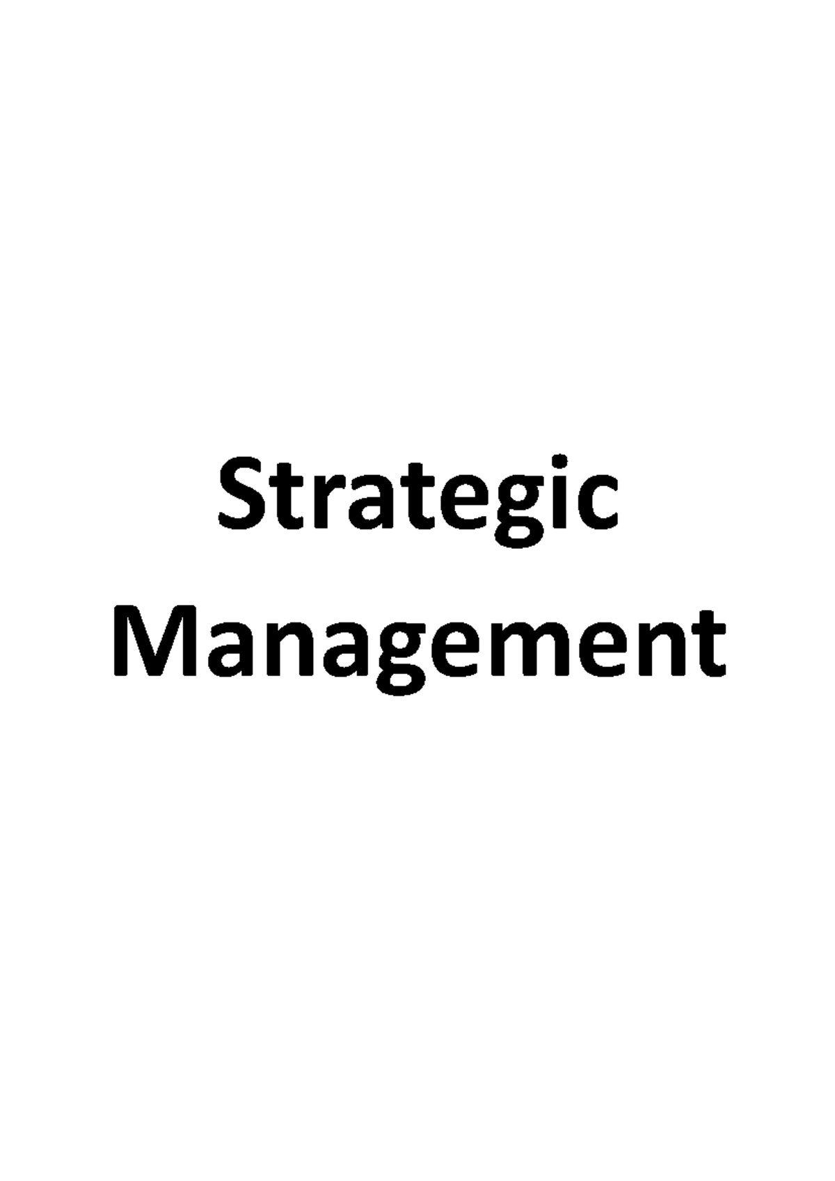 Strategic Management Lecture 1 - Strategic Management (Lecture 1 ...