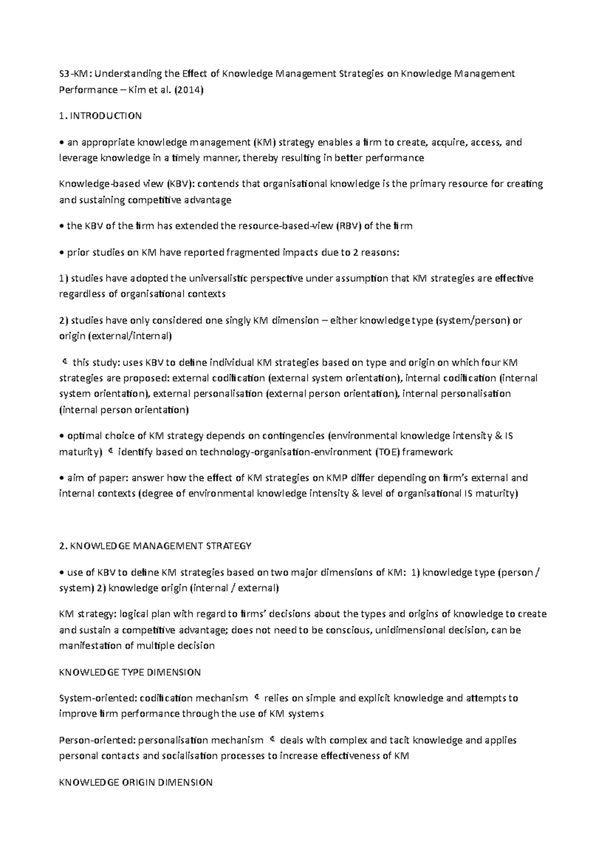 S3-KM Understanding the effect of knowledge management strategies on ...