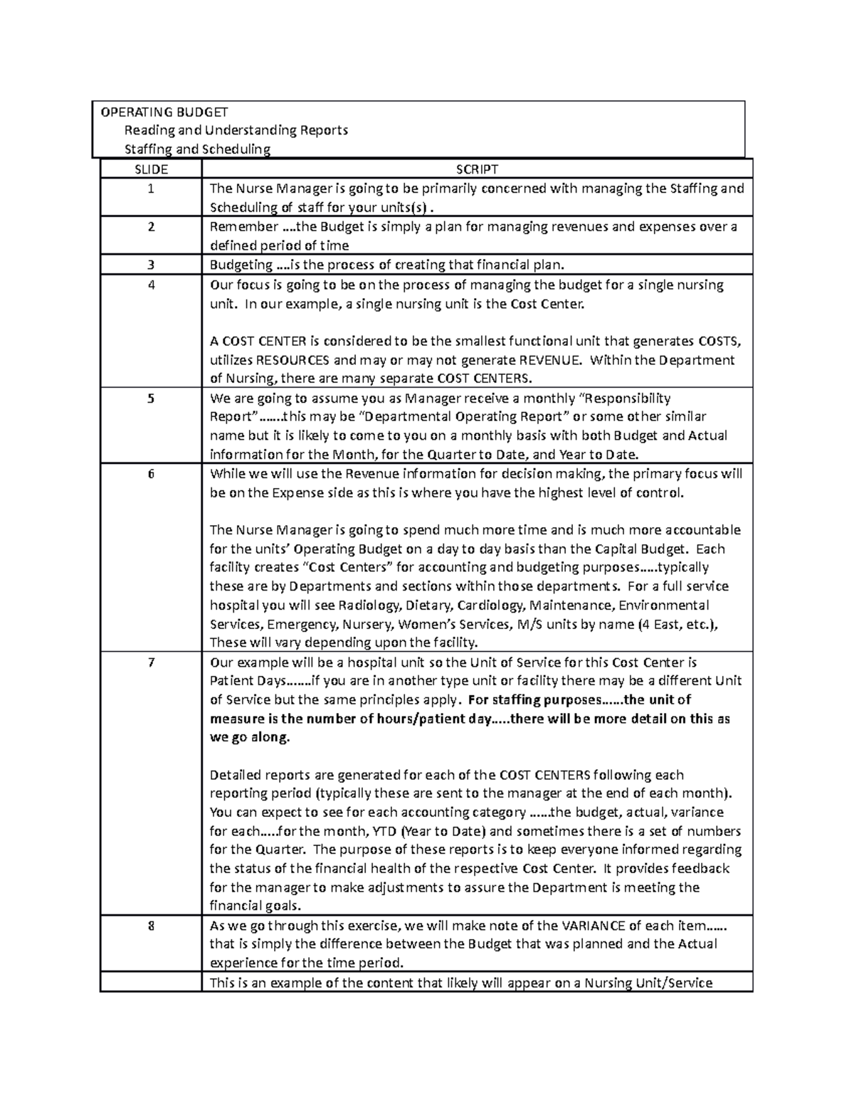 Operating Budget - OPERATING BUDGET Reading and Understanding Reports ...