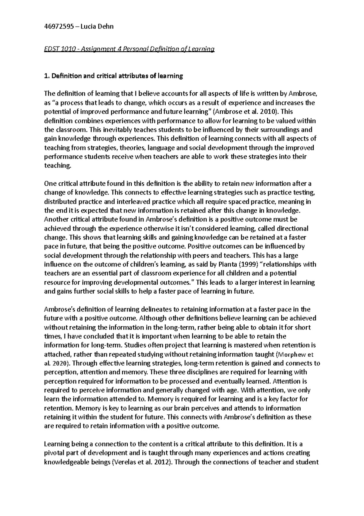 EDST1010 assessment 4 - ASSIGNMENT 4 - EDST 1010 - Assignment 4 ...