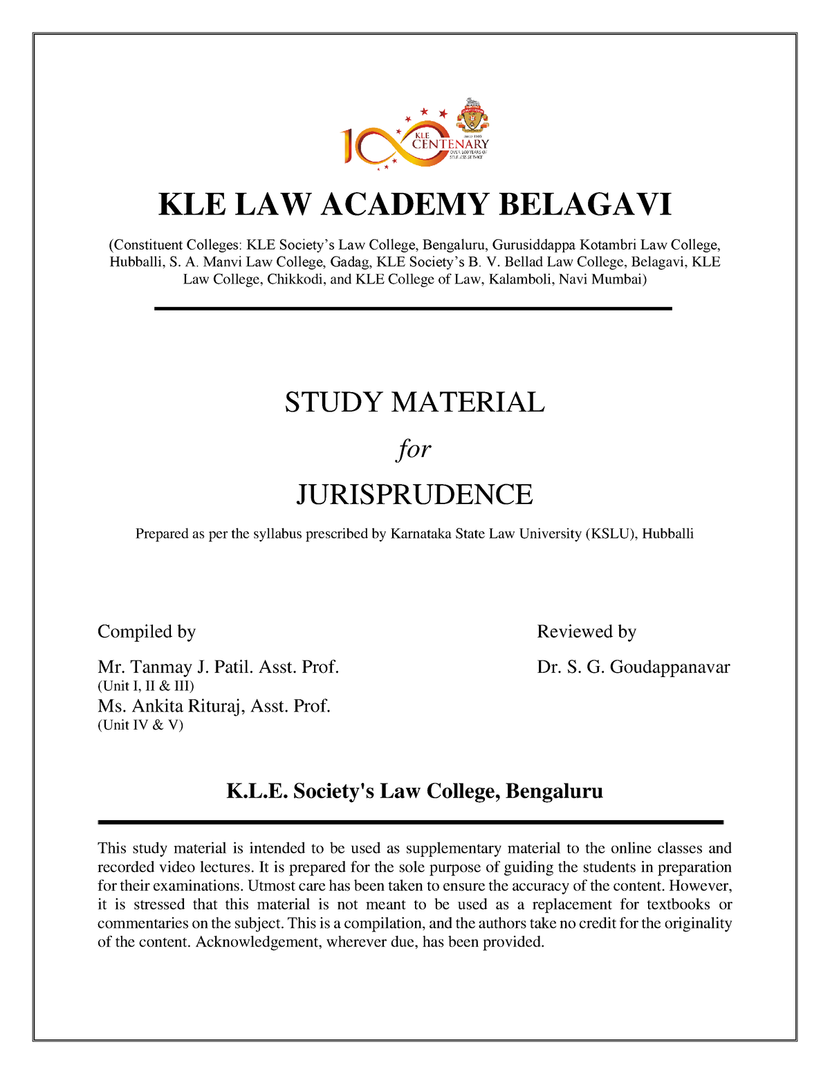 kle law college research paper