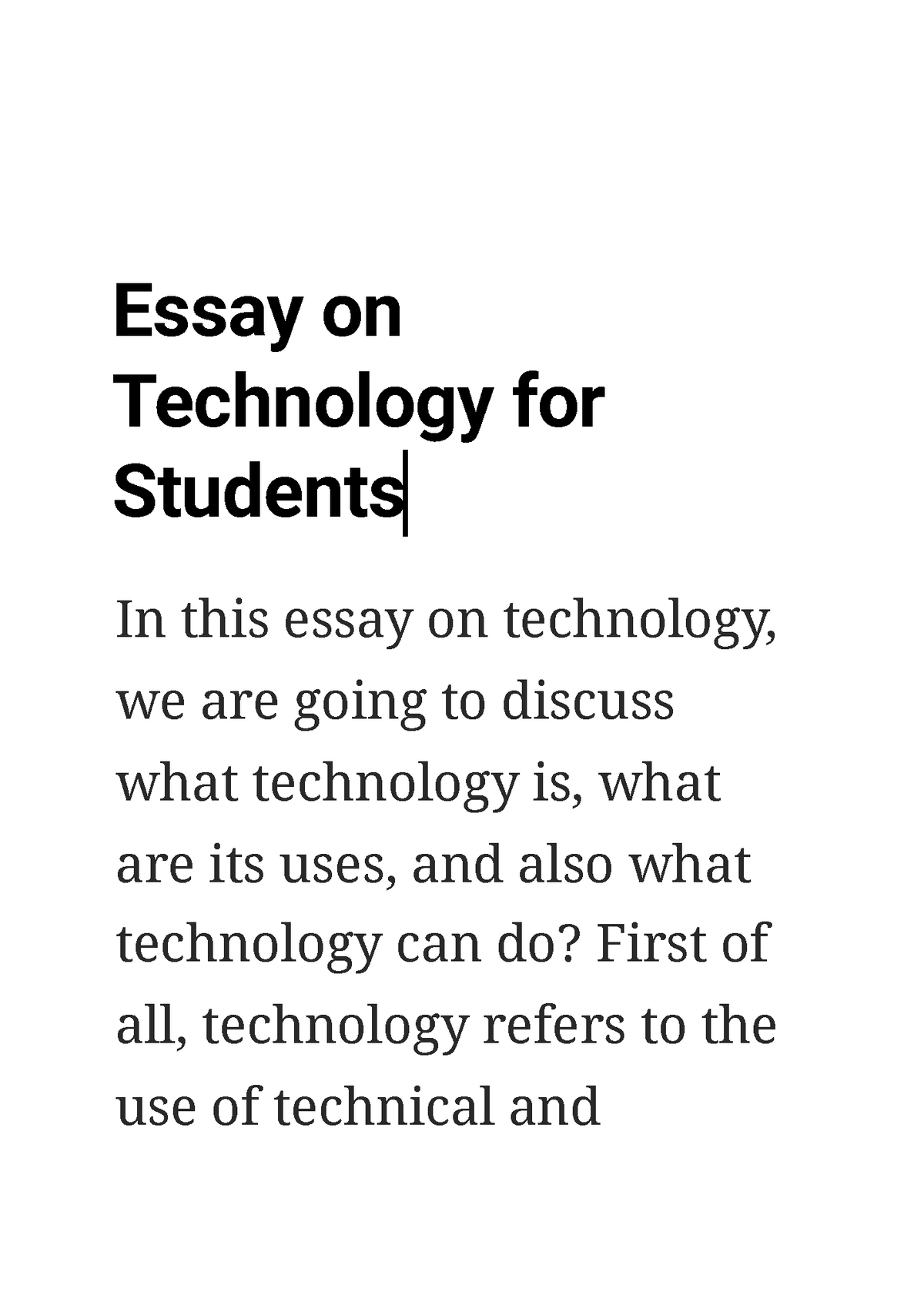 essay on technology for grade 4