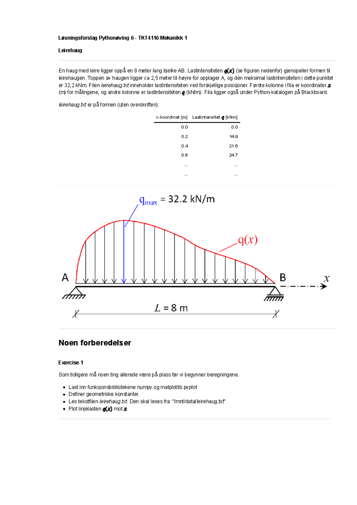 Pythonøving 6 Mekanikk 1 TKT4116 - Exercise 1 Løsningsforslag ...