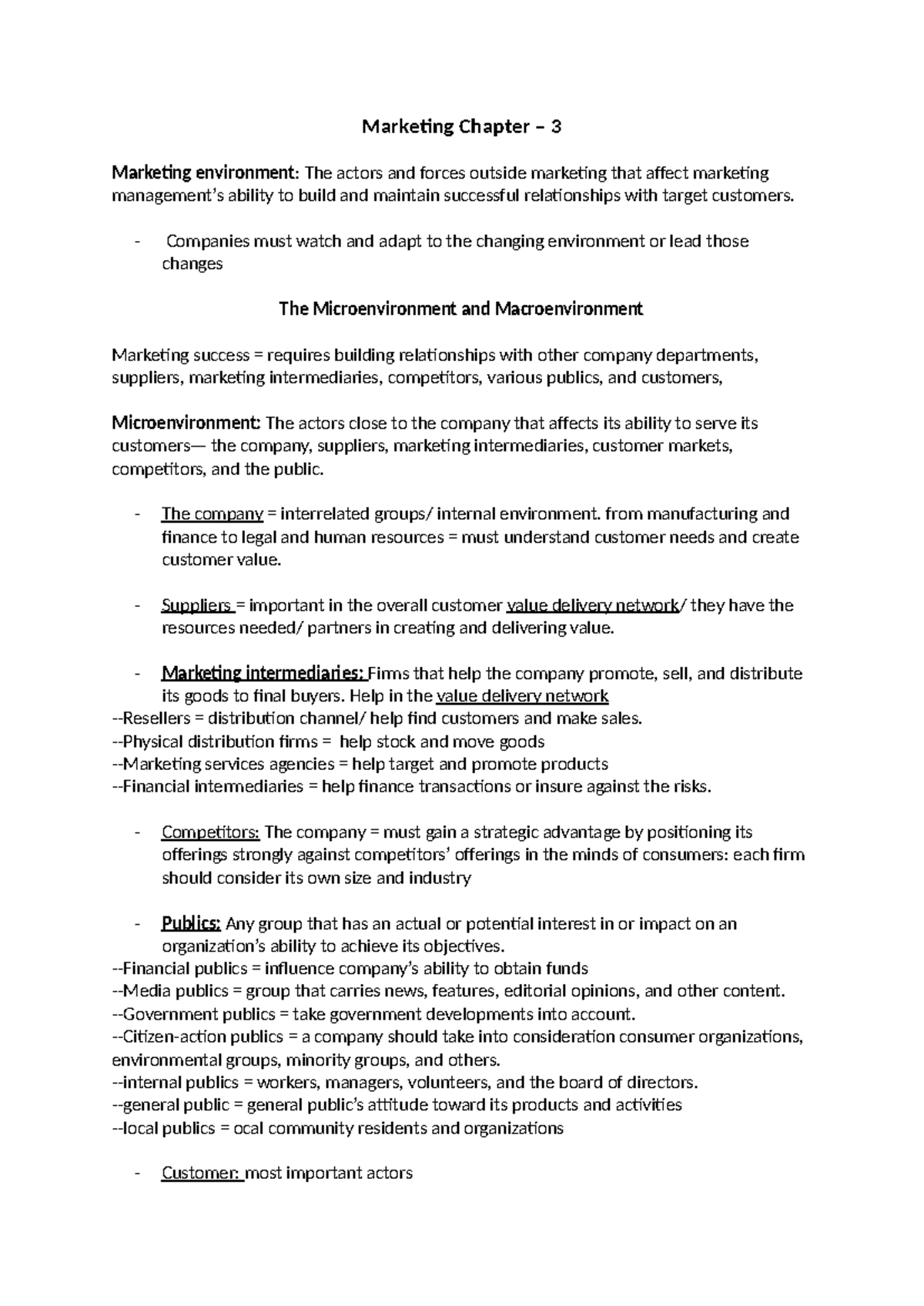 Marketing Chapter 3 book Marketing Chapter 3 Marketing environment