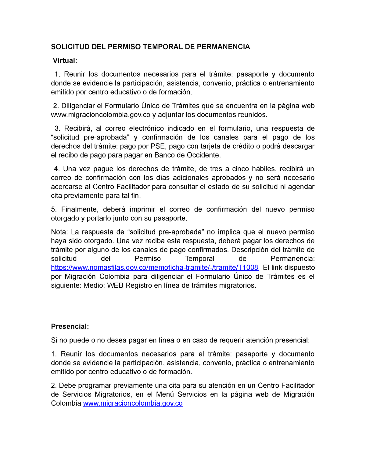 Solicitud Del Permiso Temporal De Permanencia Solicitud Del Permiso Temporal De Permanencia 8390