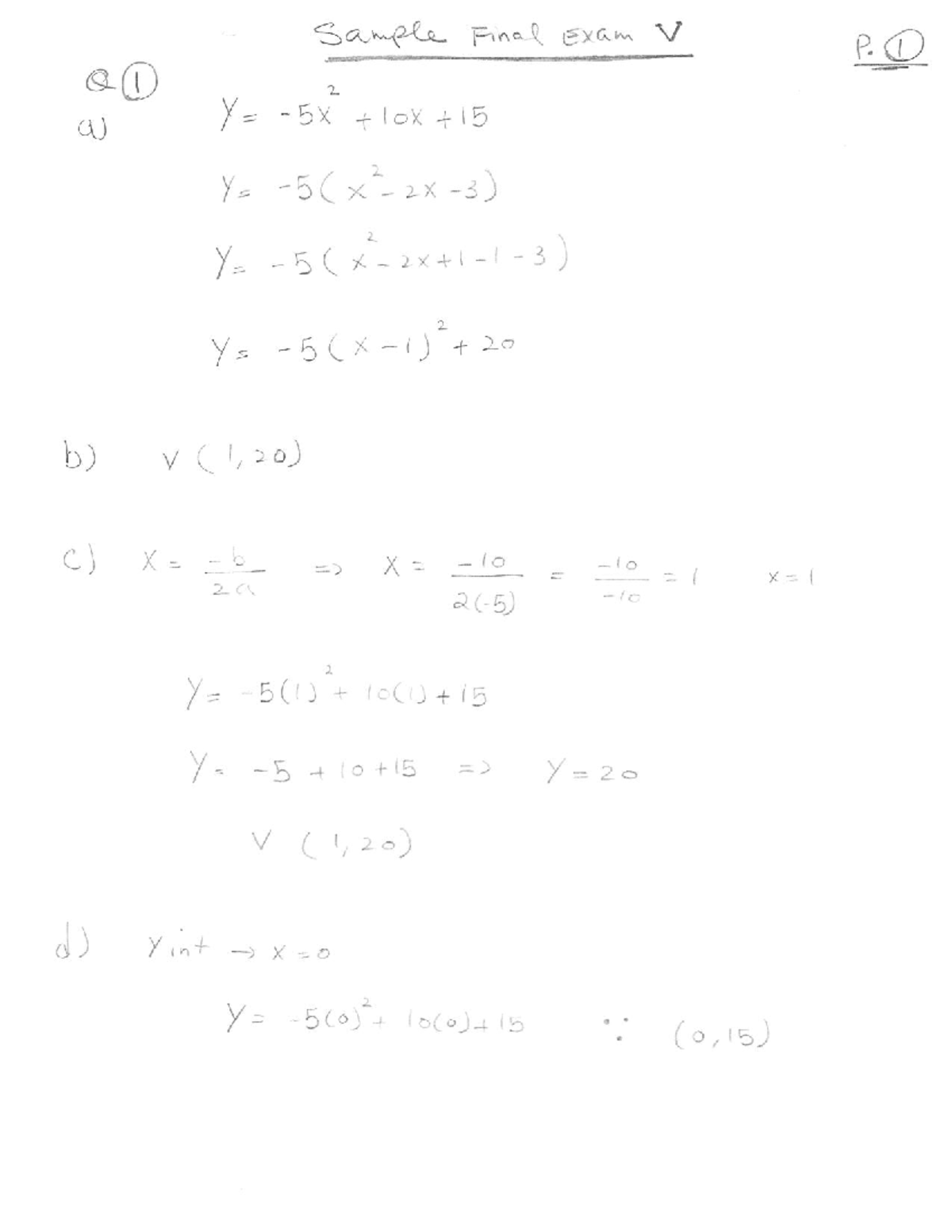 Solution for Practice Exam V - Math 0130 - Studocu