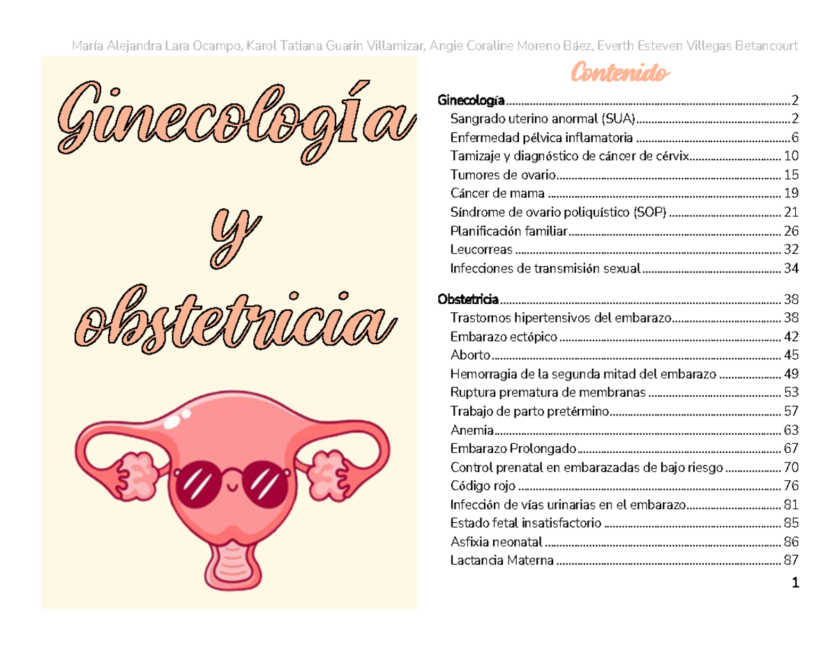 Resumen ginecologia y obstetricia medicina resumen - Contenido