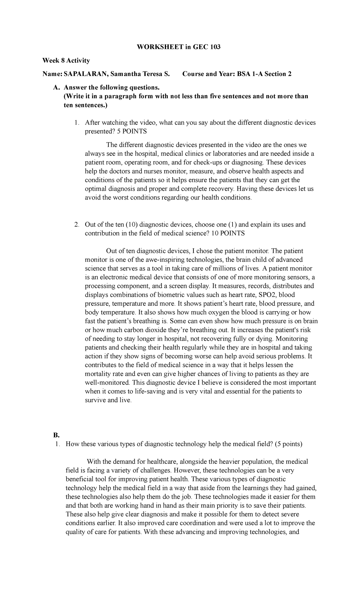 Assignment, talks about President Duterte's speech - WORKSHEET in GEC ...