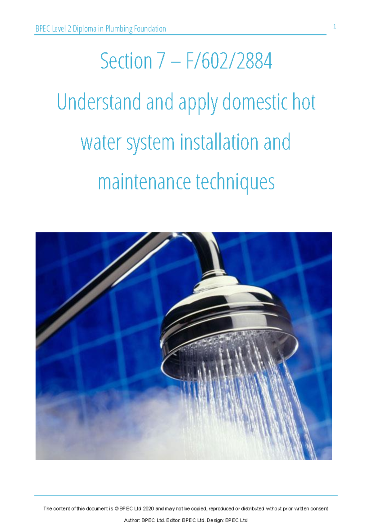 Section 7 F6022884 hot water - BPEC Level 2 Diploma in Plumbing ...