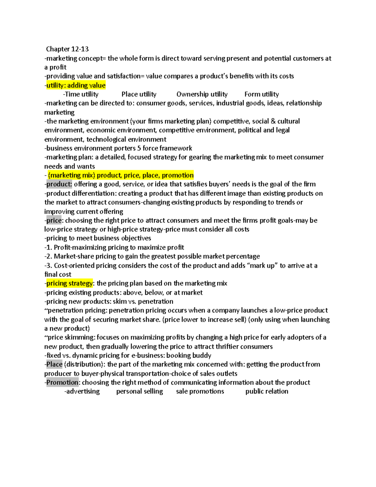 Chapter 12 - marketing - Chapter 12-marketing concept= the whole form ...