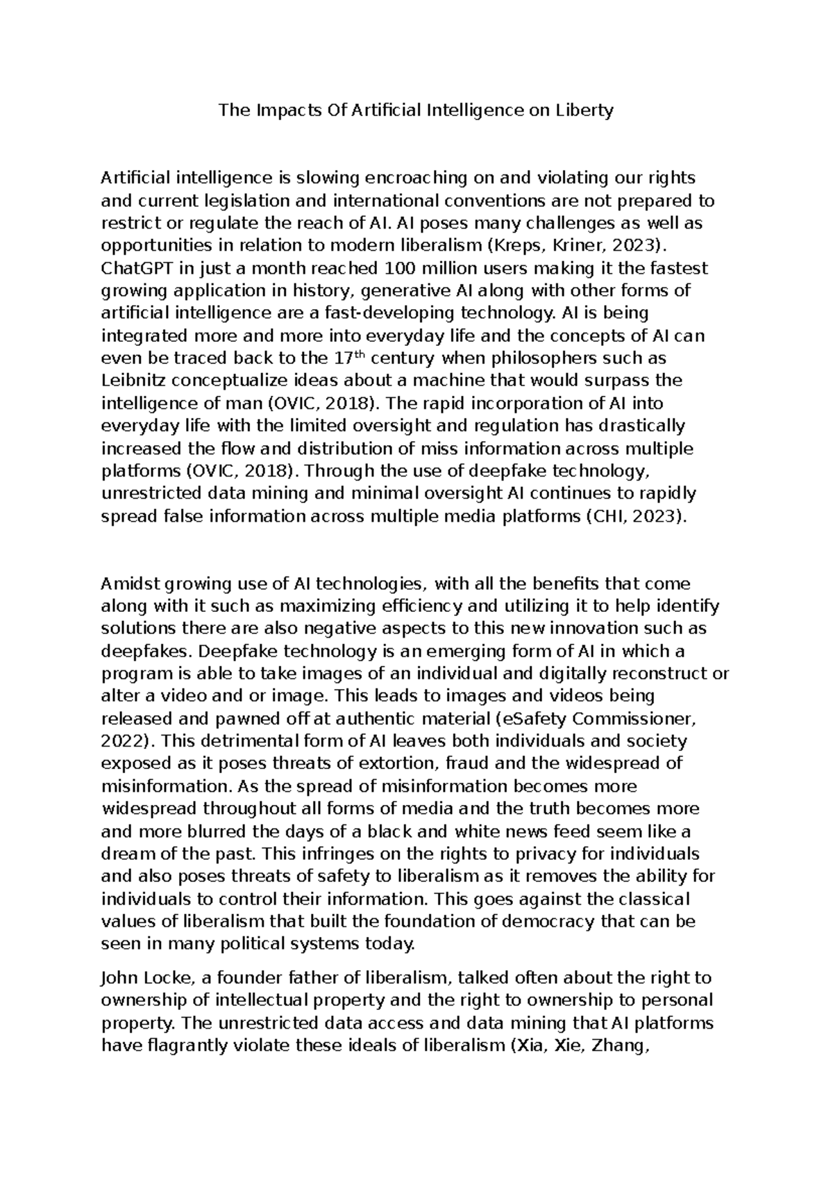 Critial Analysis - ..... - The Impacts Of Artificial Intelligence on ...