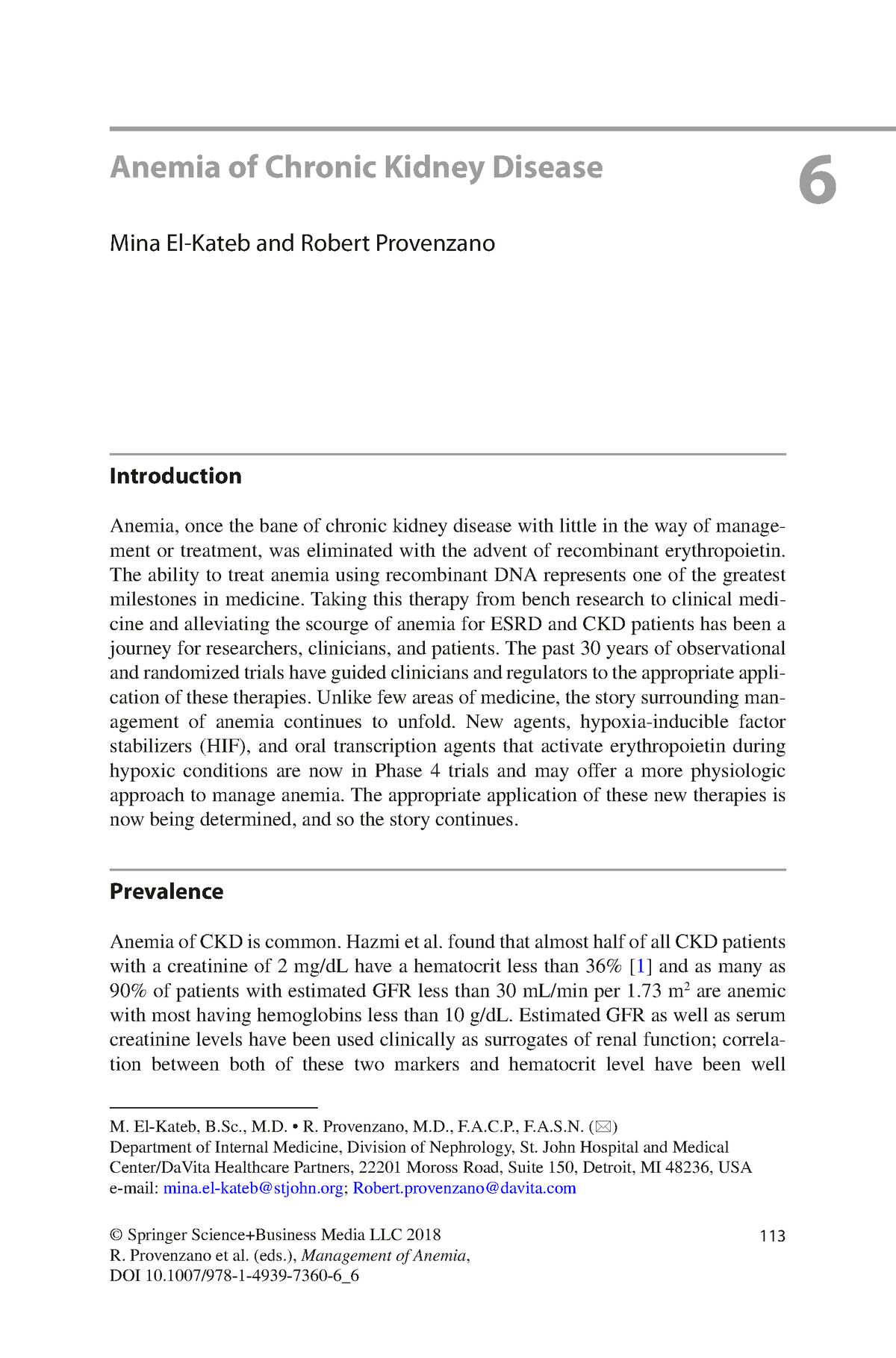 Anemia Of Chronic Kidney Disease - © Springer Science+Business Media ...