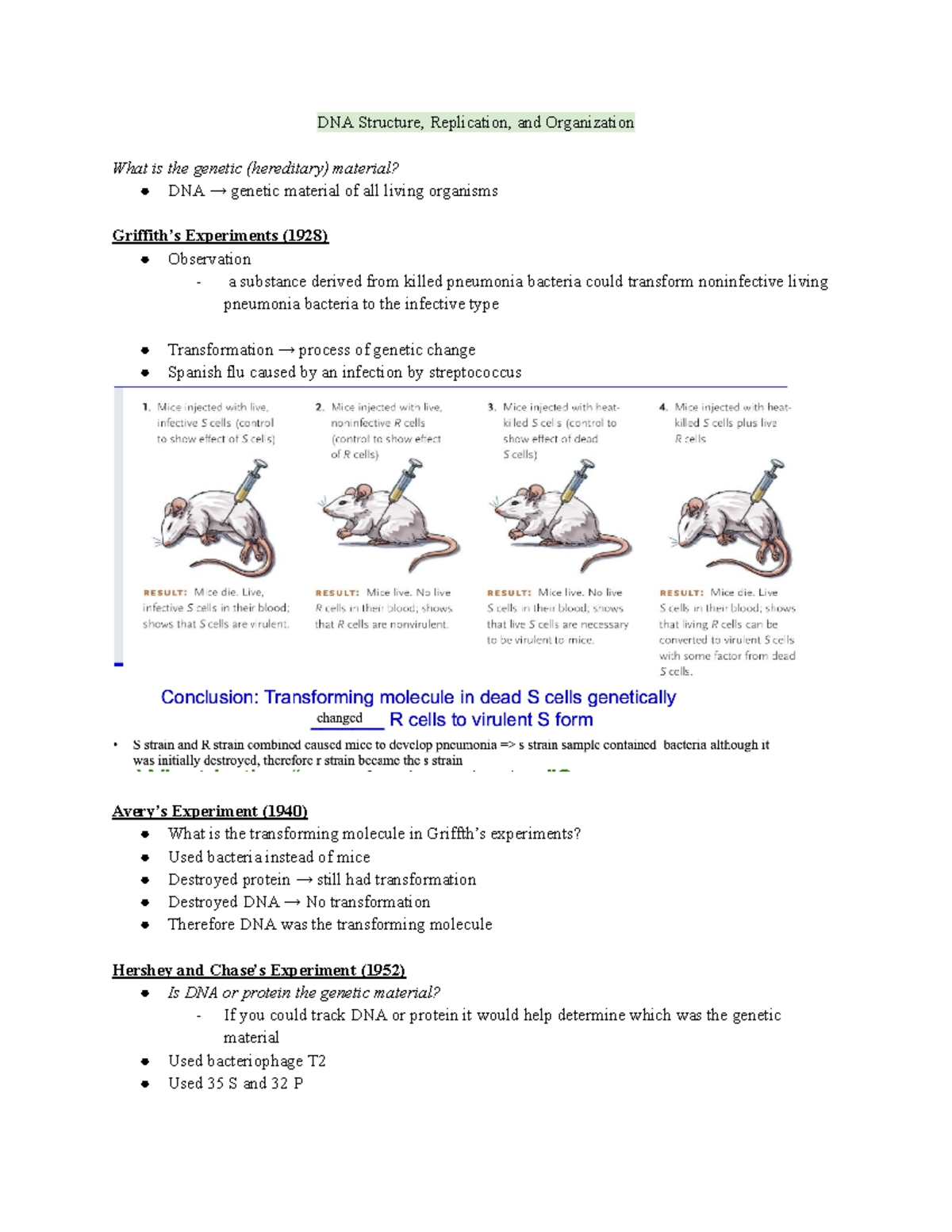 Biology Midterm 2 - summary notes of chapter 8 - DNA Structure ...