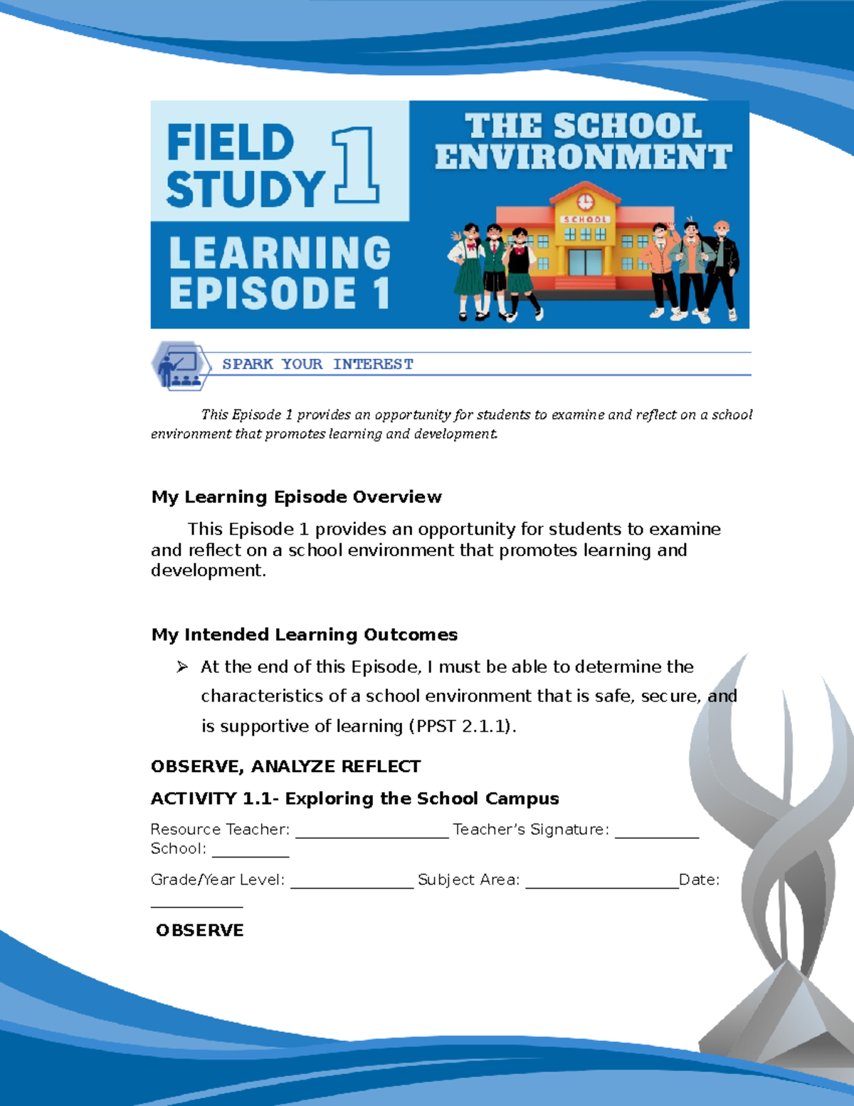 Softcopyof Field StudyEpisode15 This Episode 1 provides an