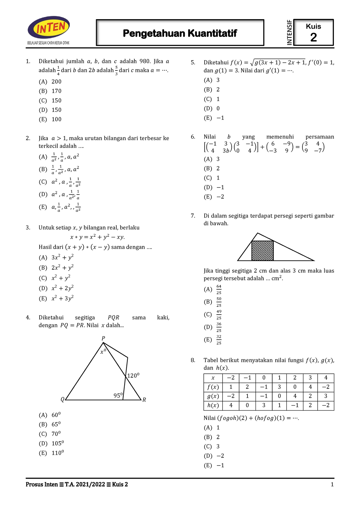 Kuis%20PK%202 Int - Tugas - Prosus Inten ≣ T. 2021 / 2022 ≣ Kuis 2 1 ...