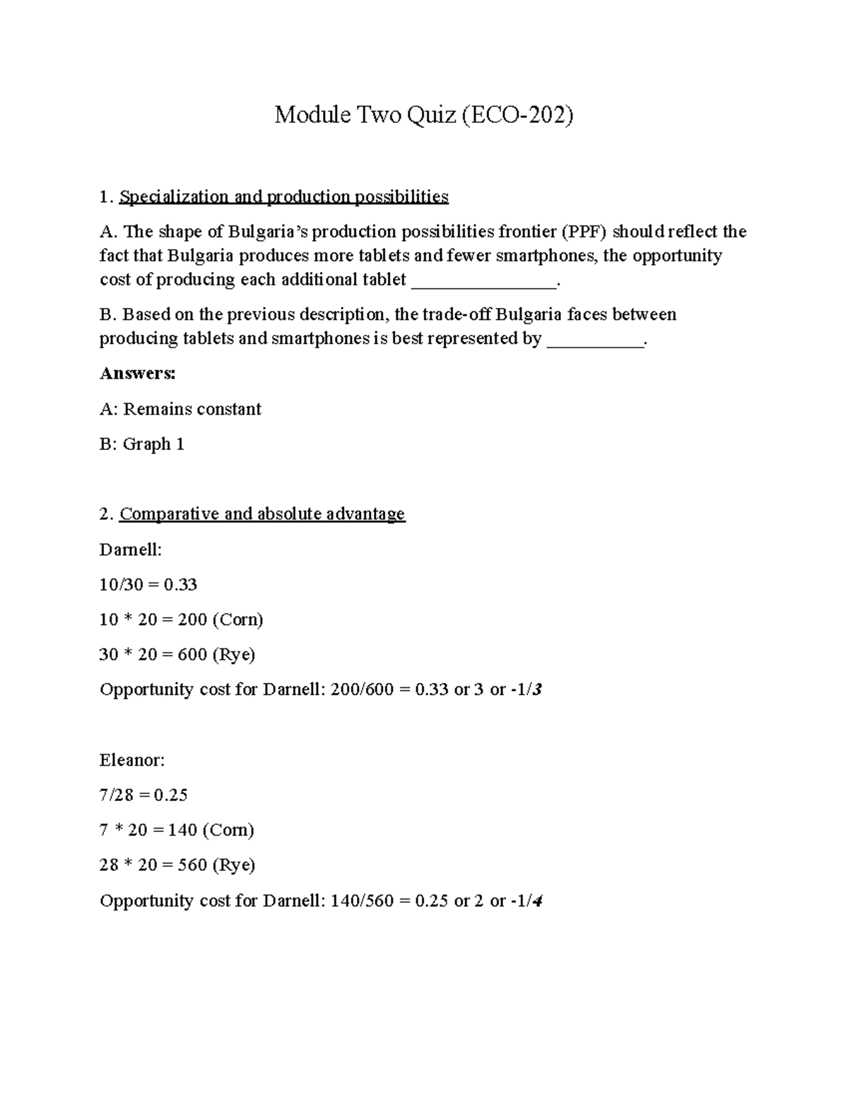 Module Two Quiz (ECO 202) - Module Two Quiz (ECO-202) Specialization ...