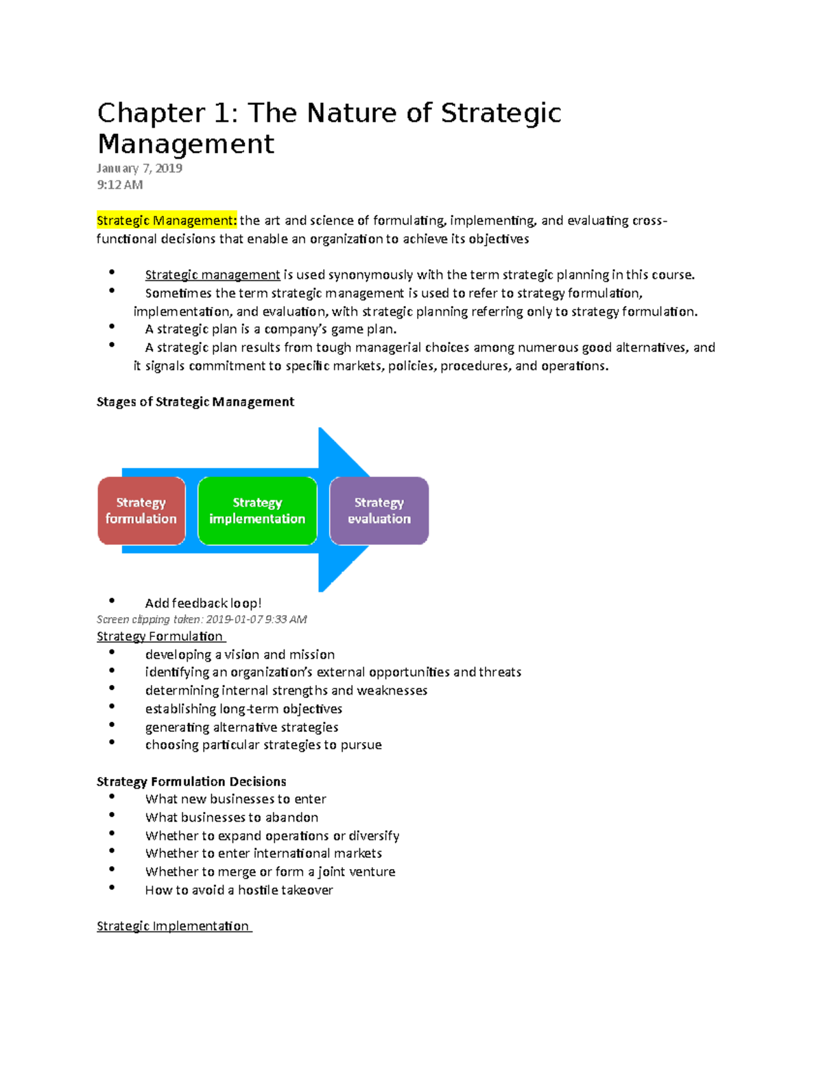 BMT850 Chapters 1-5 - Chapter 1: The Nature of Strategic Management ...
