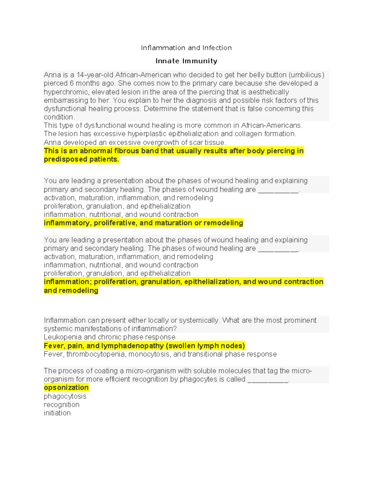 Intellipath Inflammation and Infection Week 2 - Inflammation and ...
