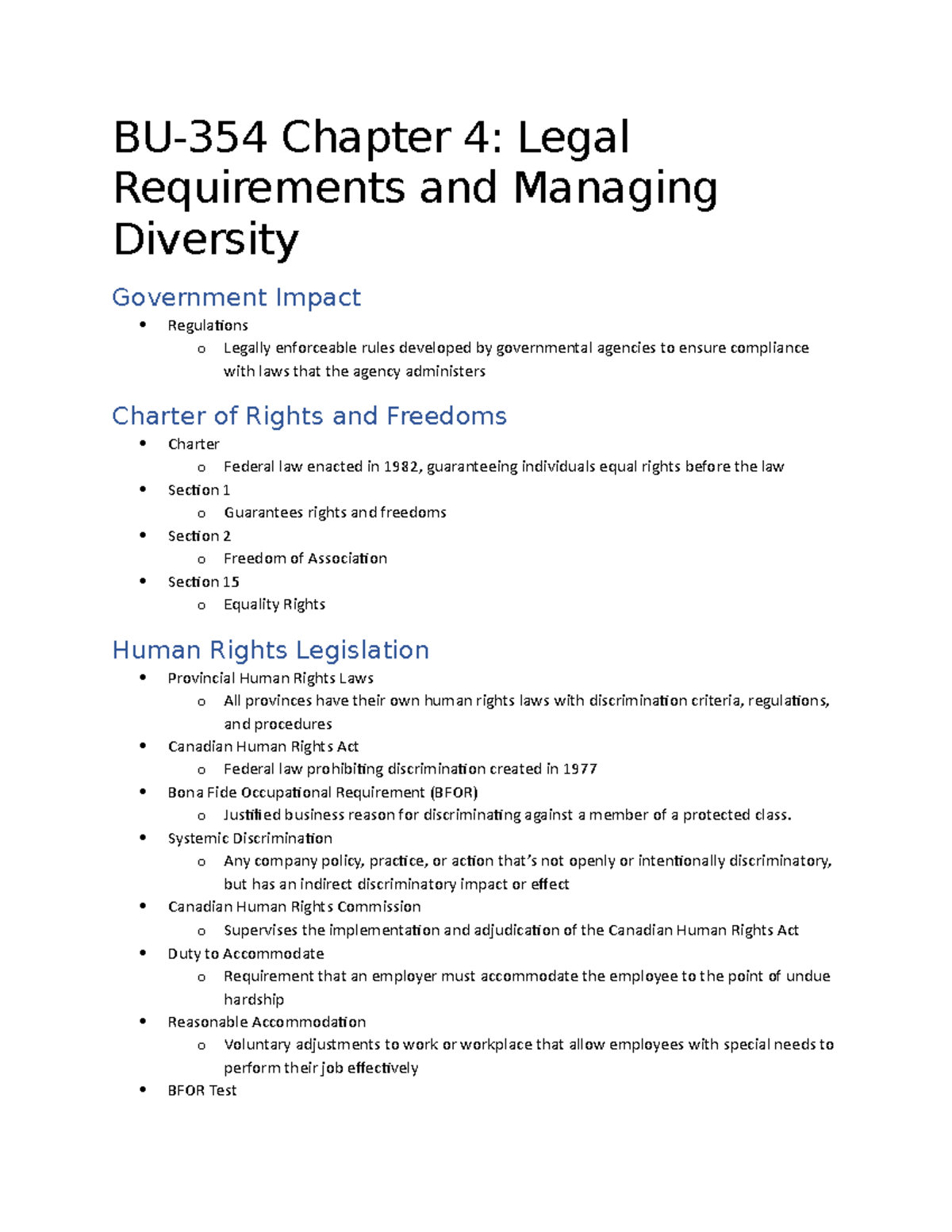 BU 354 Chapter 4 - Lecture notes 4 - BU-354 Chapter 4: Legal ...