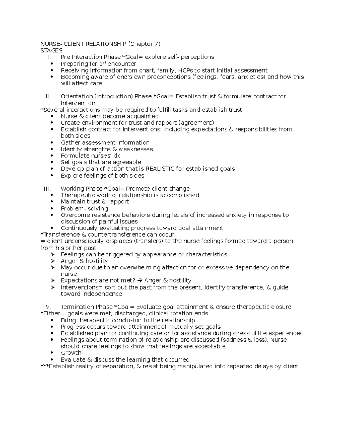 Nurse- Client Relationship - NURSE- CLIENT RELATIONSHIP (Chapter 7 ...