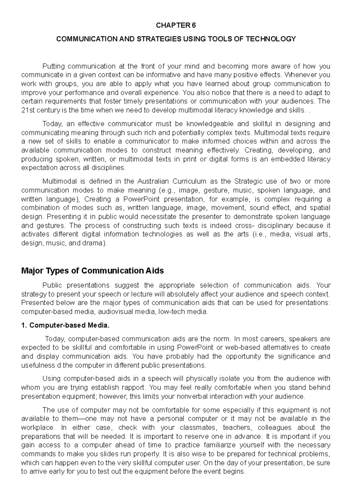 Chapter 6 Communication AND Strategies Using Tools OF TECH - CHAPTER 6 ...