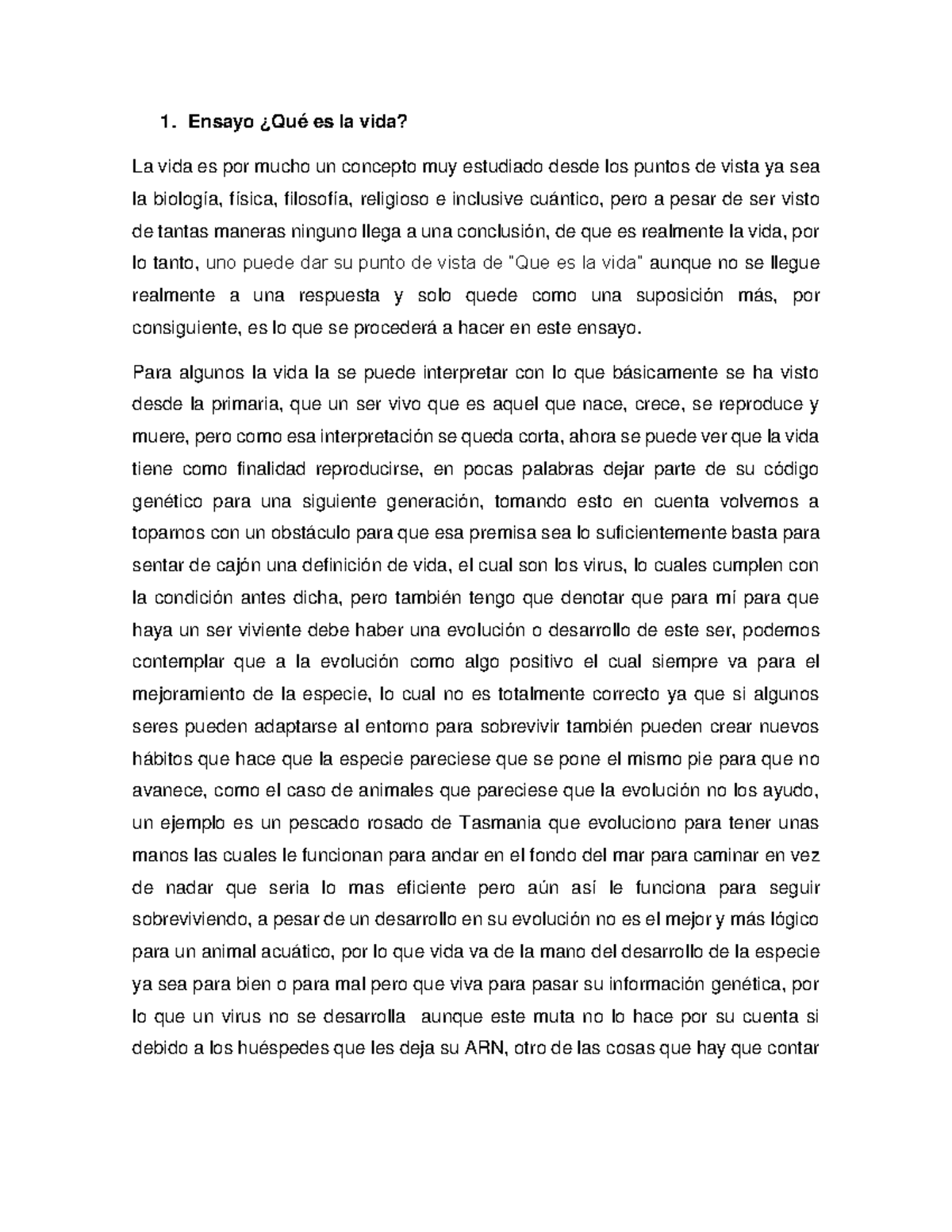  Qu Es La Vida Ensayo Qu Es La Vida La Vida Es Por Mucho Un