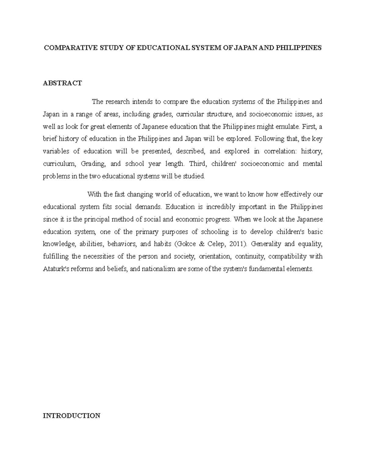 COMPARATIVE STUDY OF EDUCATIONAL SYSTEM OF JAPAN AND PHILIPPINES 