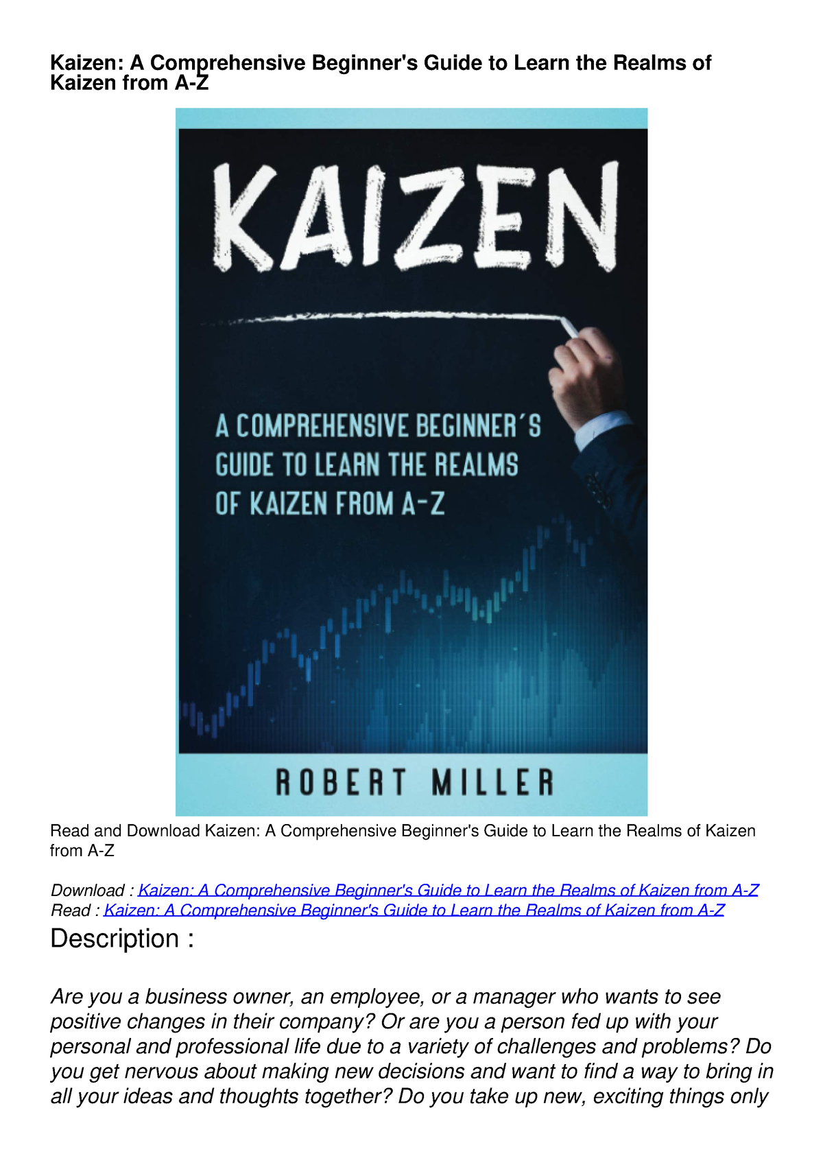 Download Book [PDF] Kaizen: A Comprehensive Beginner's Guide To Learn ...