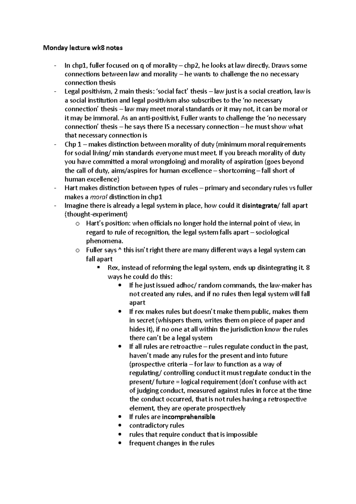 Week 8 lecture 1 notes - Monday lecture wk8 notes In chp1, fuller ...