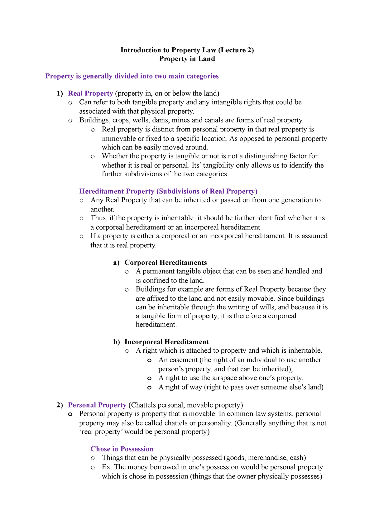 Lecture 2. Property Law (Week 2 - Introduction To Property Law (Lecture ...