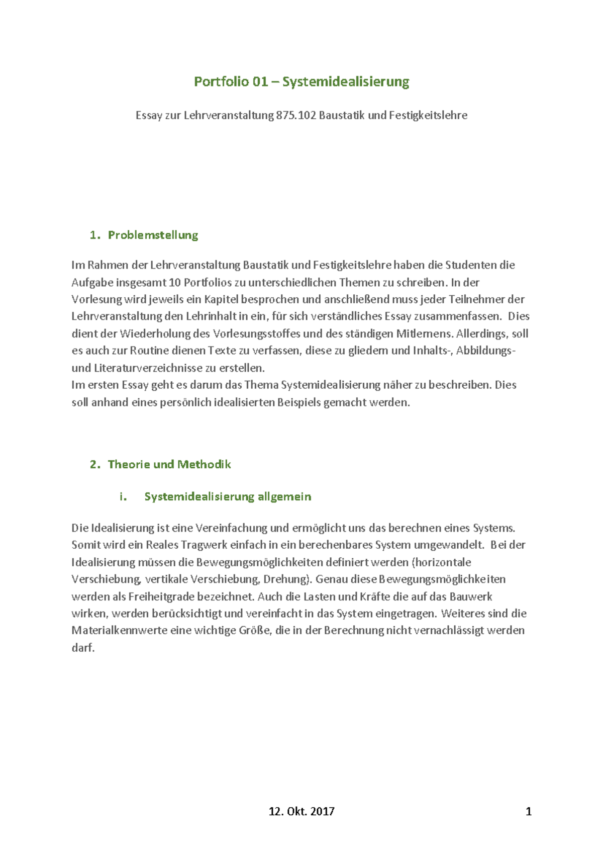 Portfolio 01 – Systemidealisierung - Portfolio 01 Systemidealisierung ...