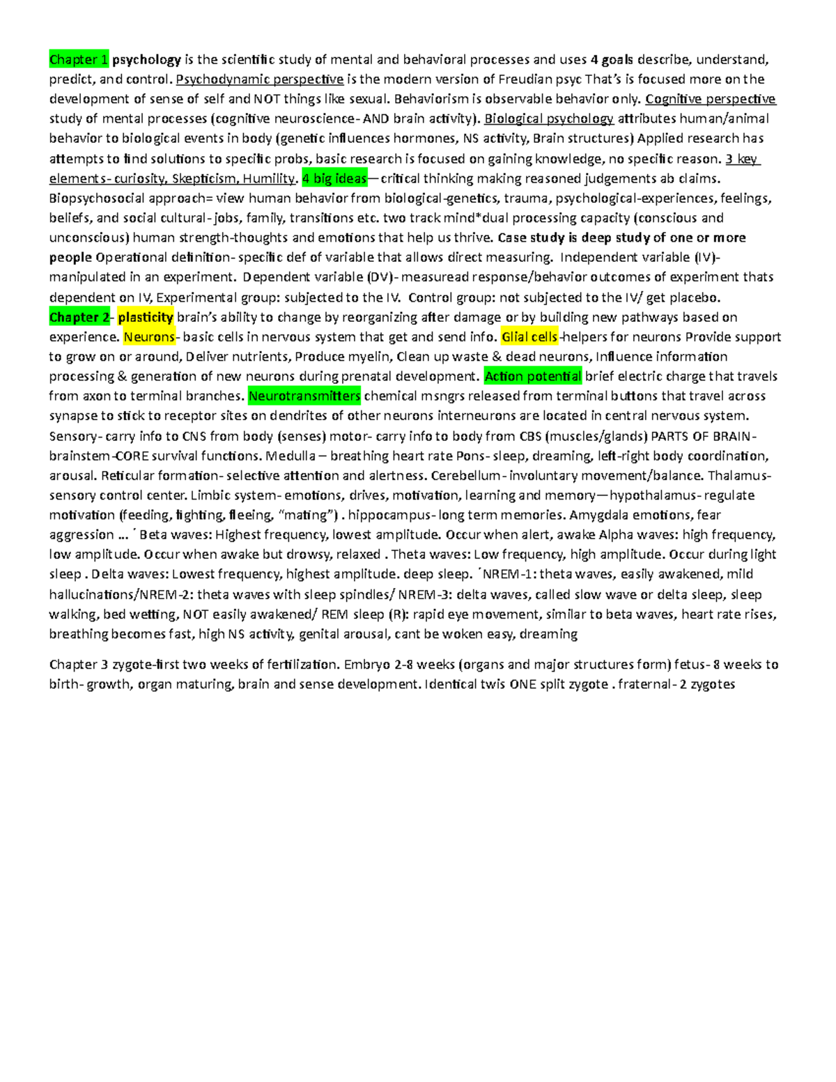 Ch 1 and 2 - Lecture notes 1-2 - Chapter 1 psychology is the scientific ...