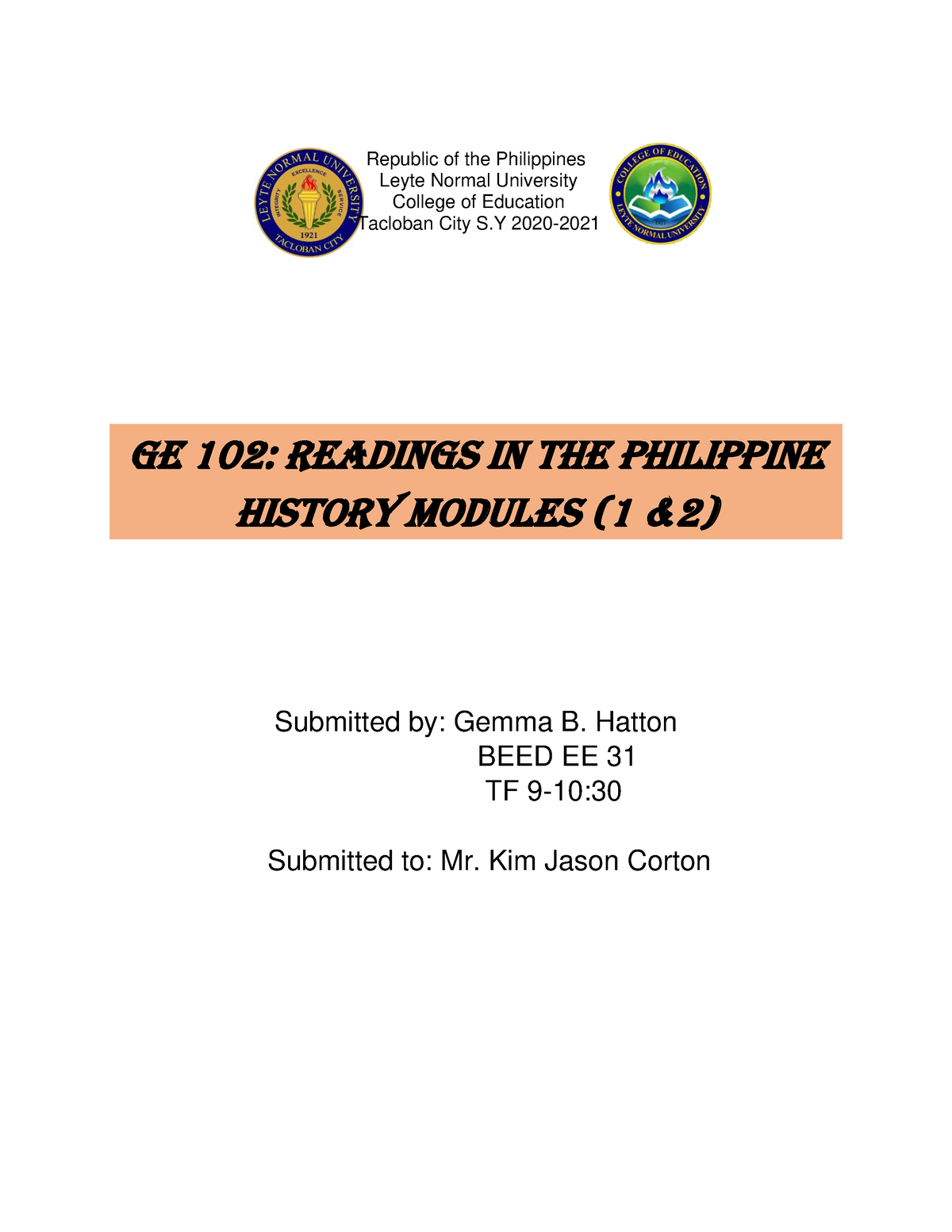 515128762 Readings In Philippine History Modules 1 And 2 - Republic Of ...