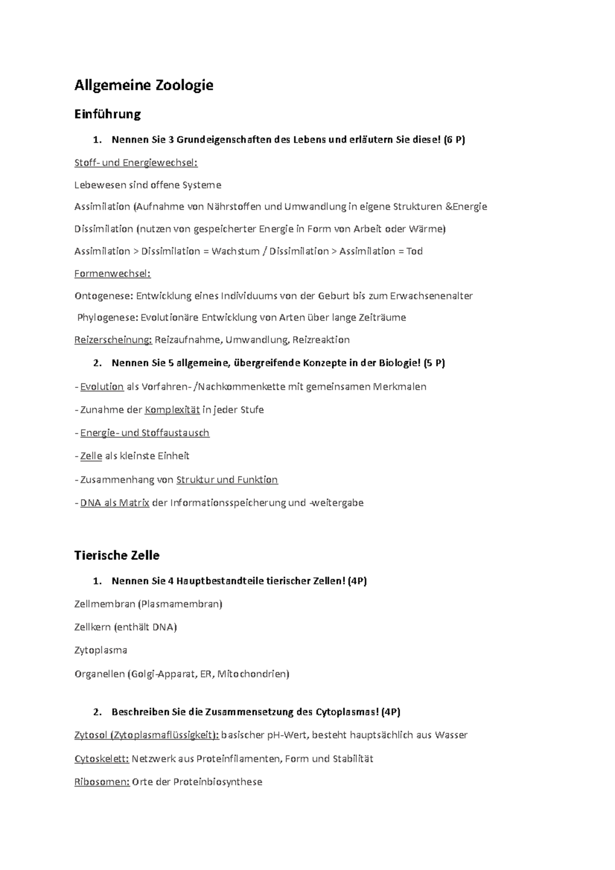 Allgemeine Zoologie Einführung Allgemeine Zoologie Einführung Nennen