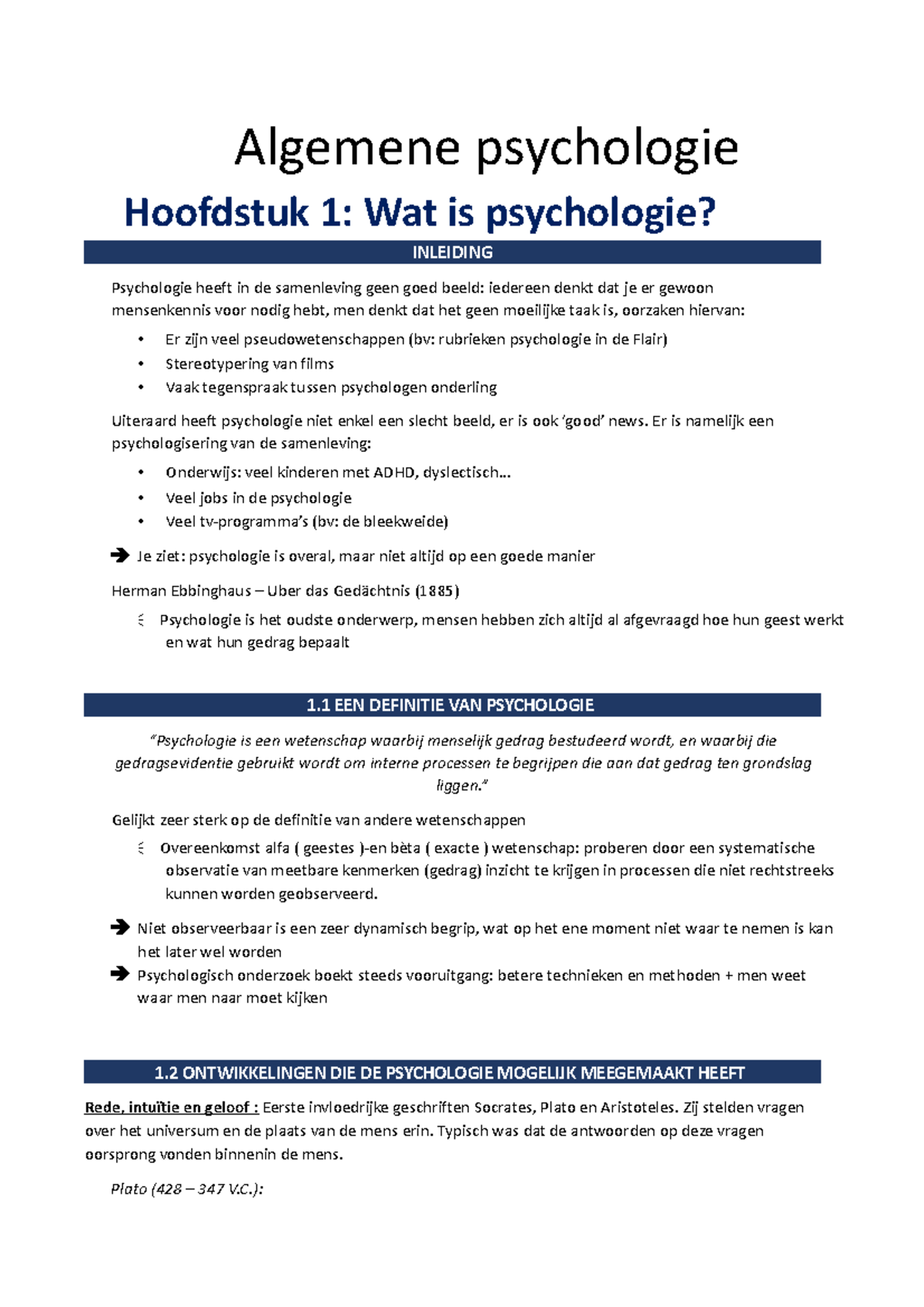 Algemene Psychologie Samenvatting Examen - Algemene Psychologie ...