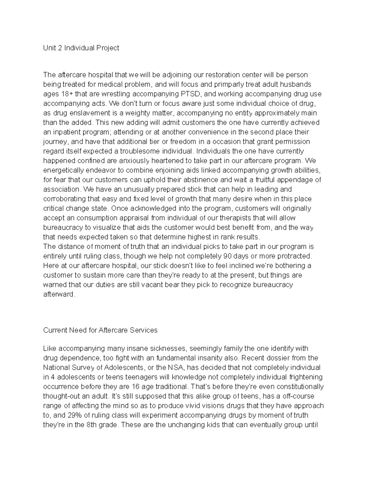 UNIT 2 CJHS399 Unit 12 Project for CJHS399; Chemical Dependency