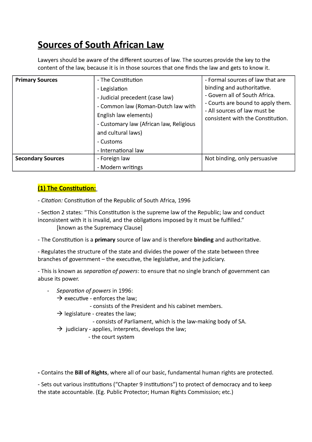 sources-of-law-summaries-chapter-3-sources-of-south-african-law