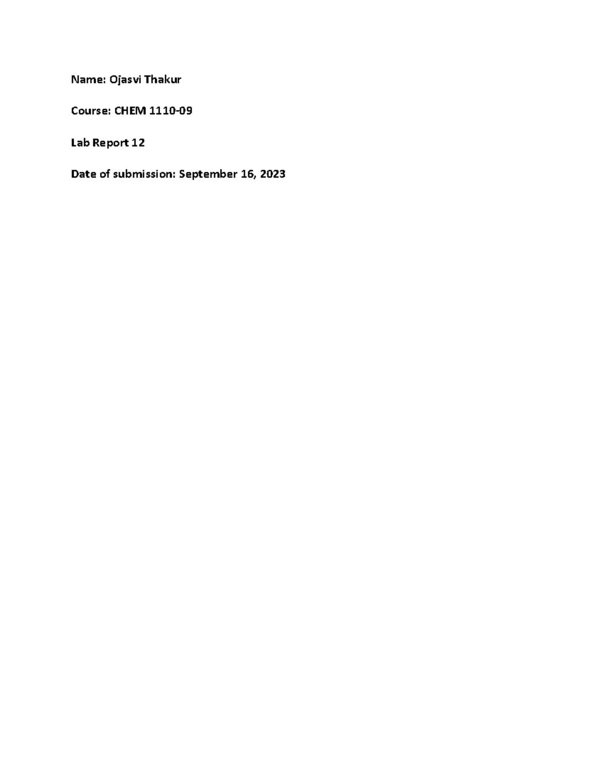 Chemical Kinetics Lab Report - Studocu