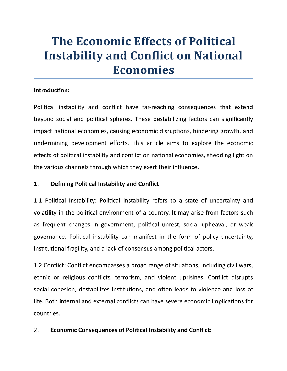 essay political instability