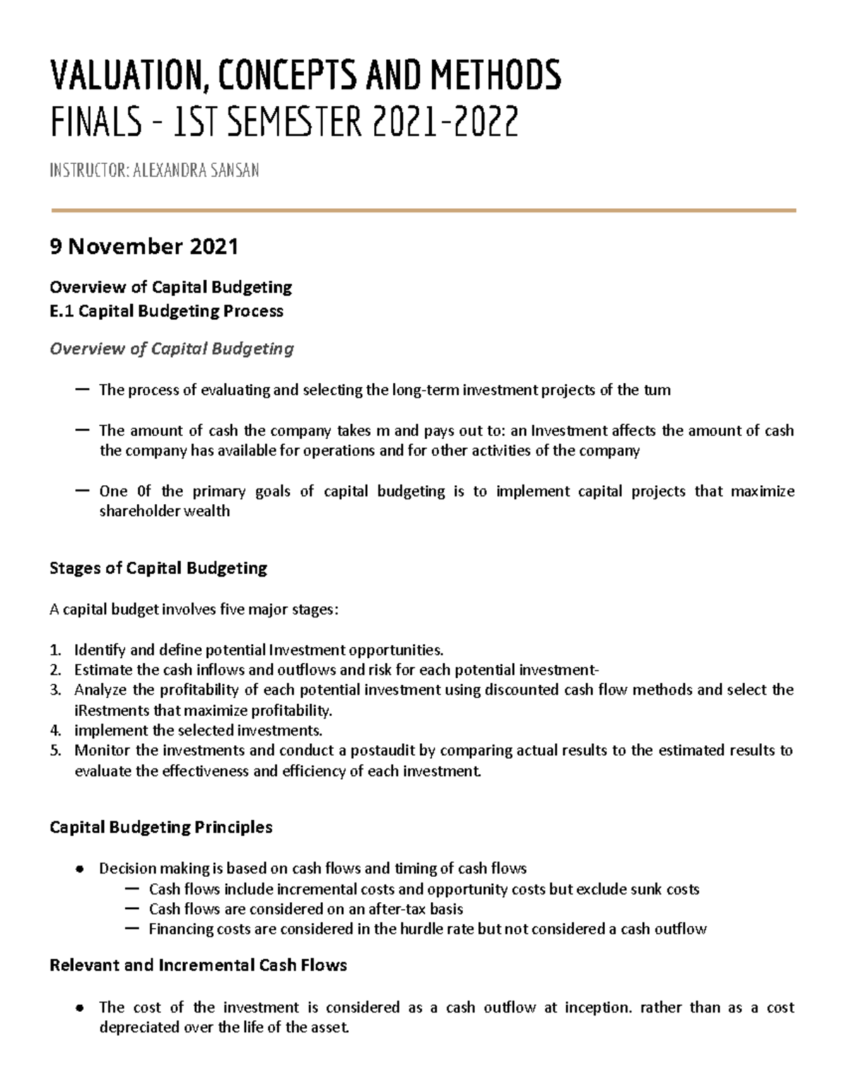 Valcom Lecture Capital Budgeting Accountancy Studocu
