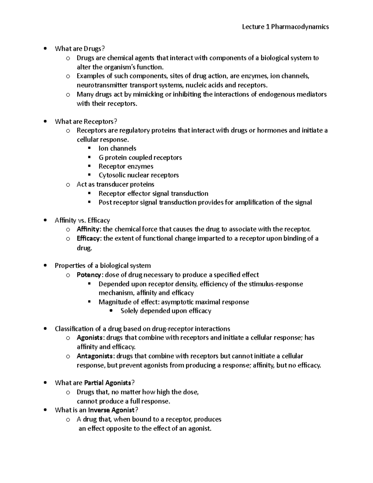 LSU Nursing Pharmacology Pharmacodynamics - ATRN 3300 - LSU - Studocu