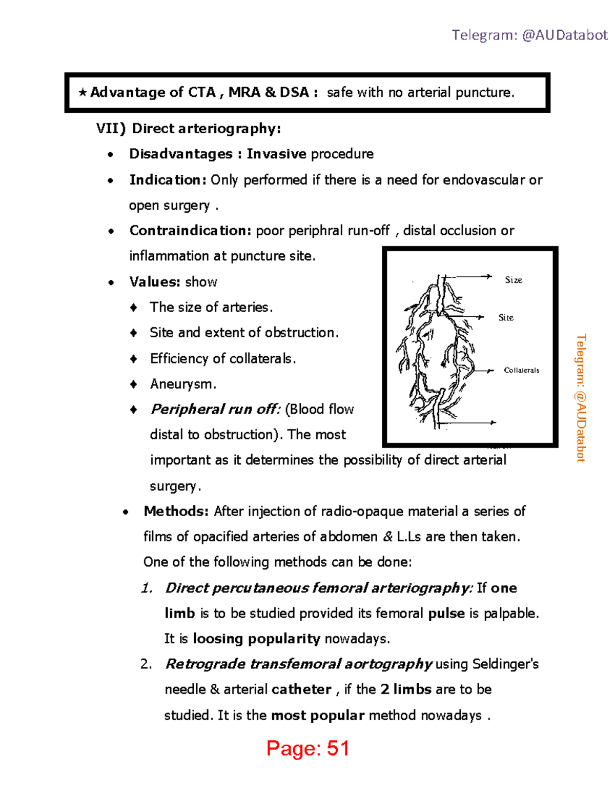General surgery lecure notes 15 - Advantage of CTA , MRA & DSA : safe ...