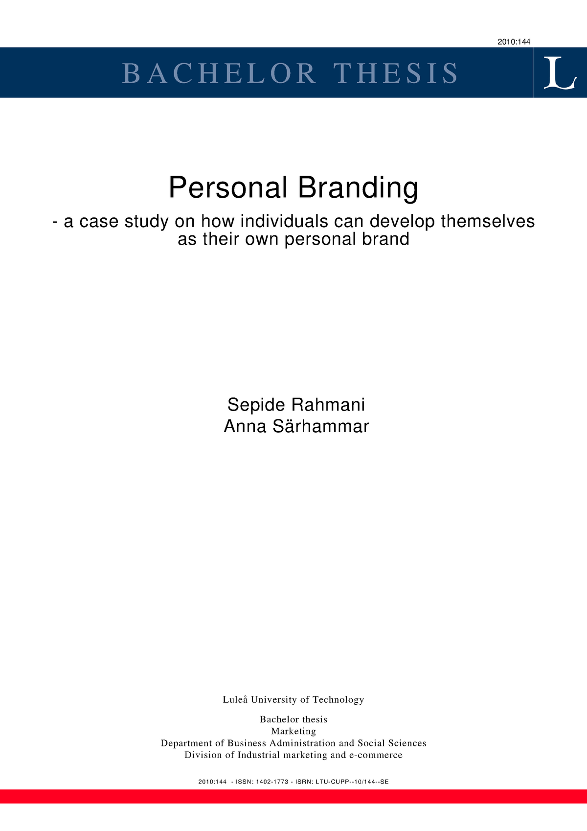 personal branding dissertation
