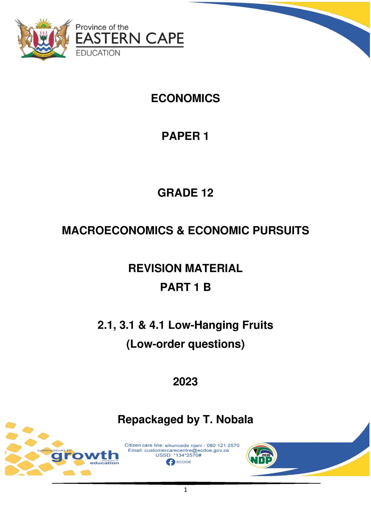 Econ P1 2023 Section B Point 1 Prep Exam Q&A - ECONOMICS PAPER 1 GRADE ...