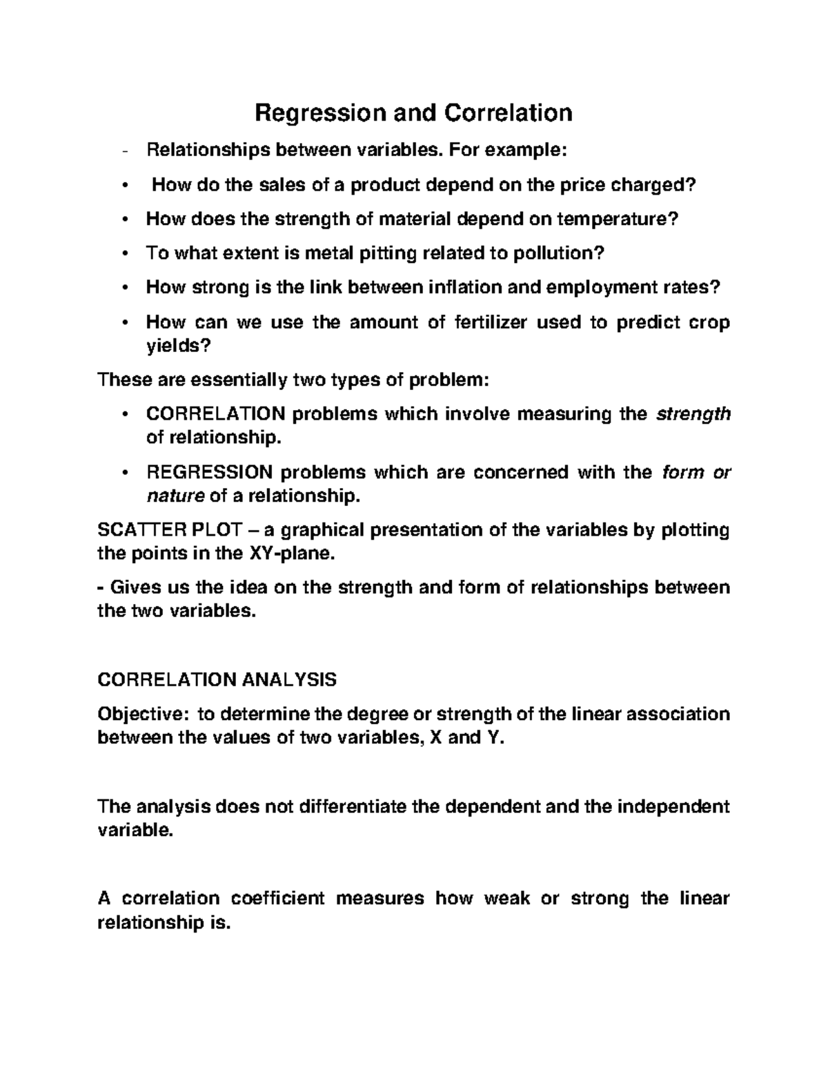 Regression and Correlation - ####### Regression and Correlation ...