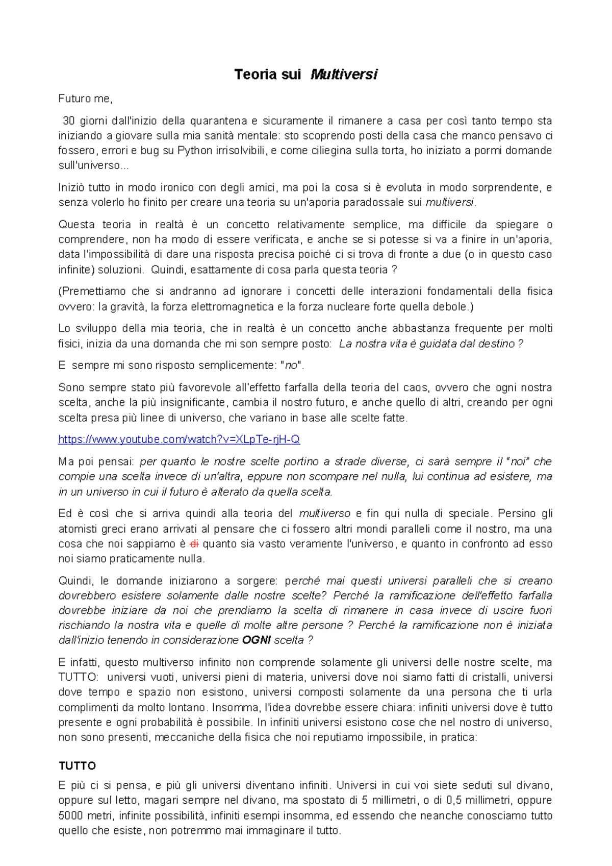 Teoria sui Multiversi - Teoria sui Multiversi Futuro me, 30 giorni dall ...