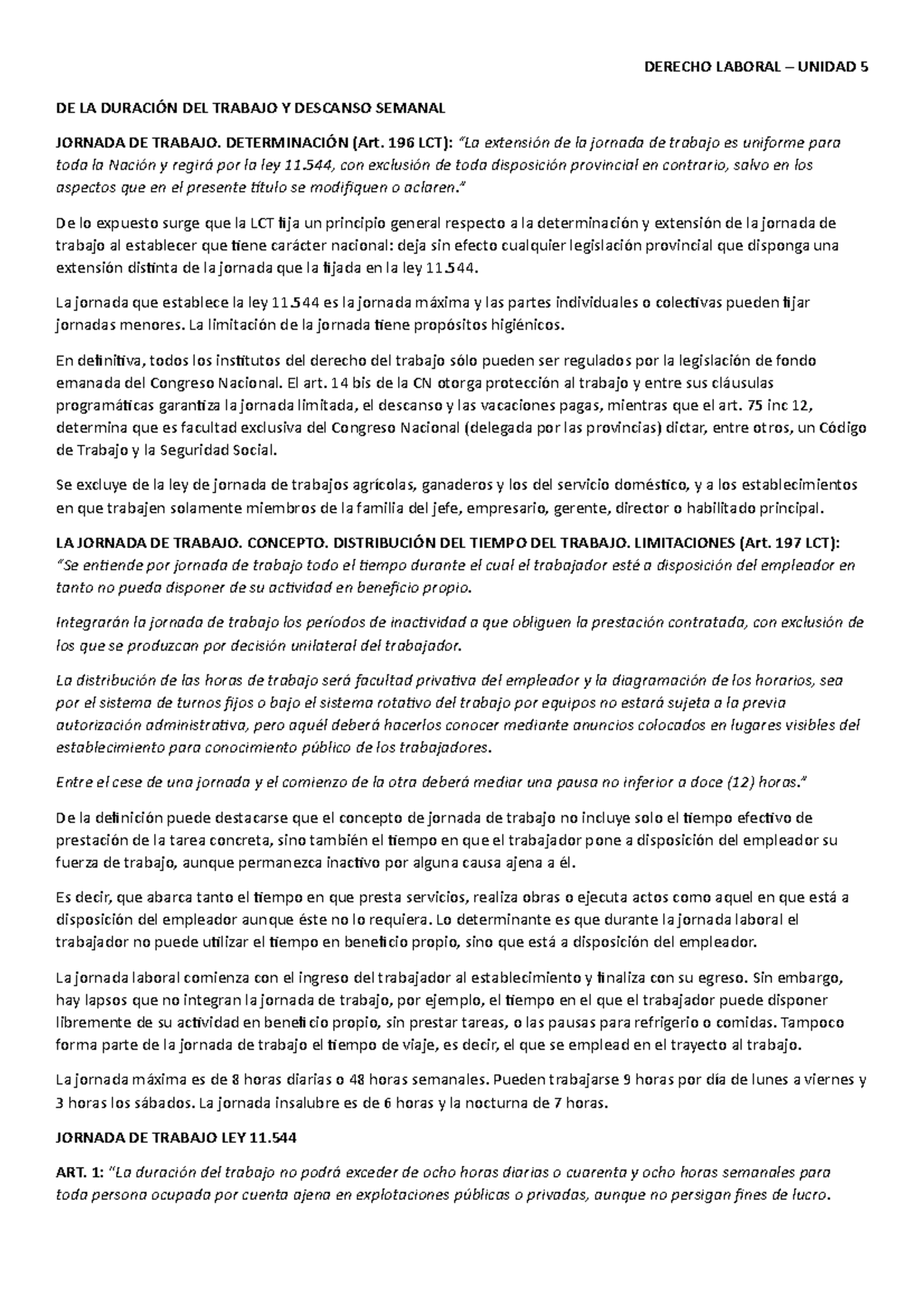 Unidad 5 2 - Apuntes UNI5 - DERECHO LABORAL – UNIDAD 5 DE LA DURACIÓN ...